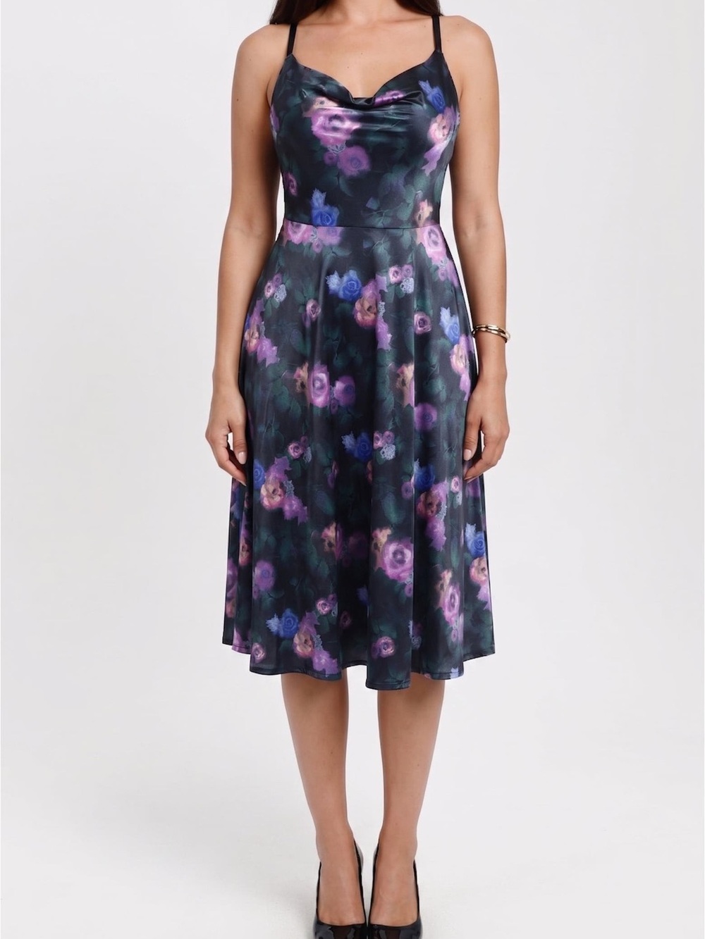 PopilushShapewear Strappy Cowl Neck Vacation & Date Night Fit & Flare Midi Dress